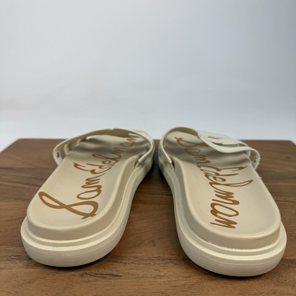 New Womens Sam Edelman Valeri Leather Beige Slides Sandals Size 7.5 M - Picture 6 of 8